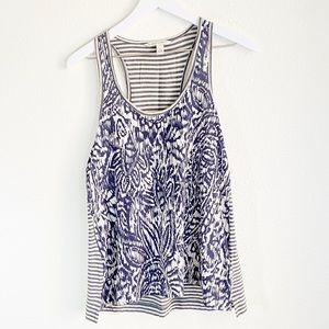 Banana Republic Blue and Cream Silk Tank